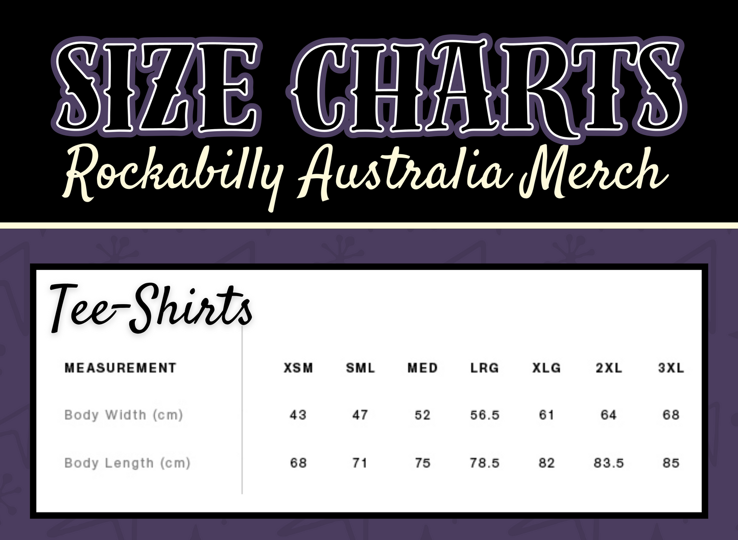 Rockabilly Australia Unisex Crew Tee with Cream Logo in Black - Rockabilly Australia Pty Ltd