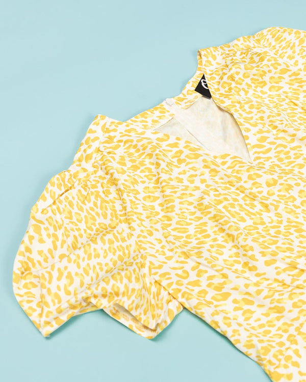 Ophia Bubblegum Collection - Lemon Pie Leopard Dress - Rockabilly Australia Pty Ltd