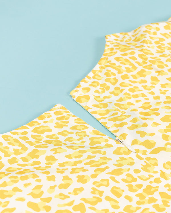 Ophia Bubblegum Collection - Lemon Pie Leopard Dress - Rockabilly Australia Pty Ltd