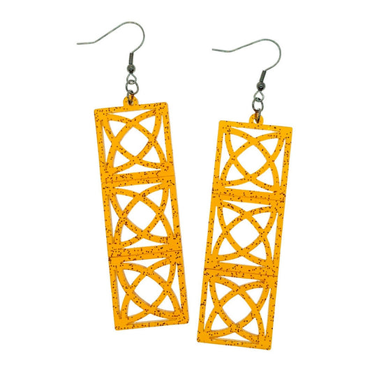 Acrylic Breeze Block Earrings. Atomic style Screen Blocks. Specialty Orange Glitter Acrylic. MCM Style Earrings. 1950s Atomic. - Rockabilly Australia Pty Ltd