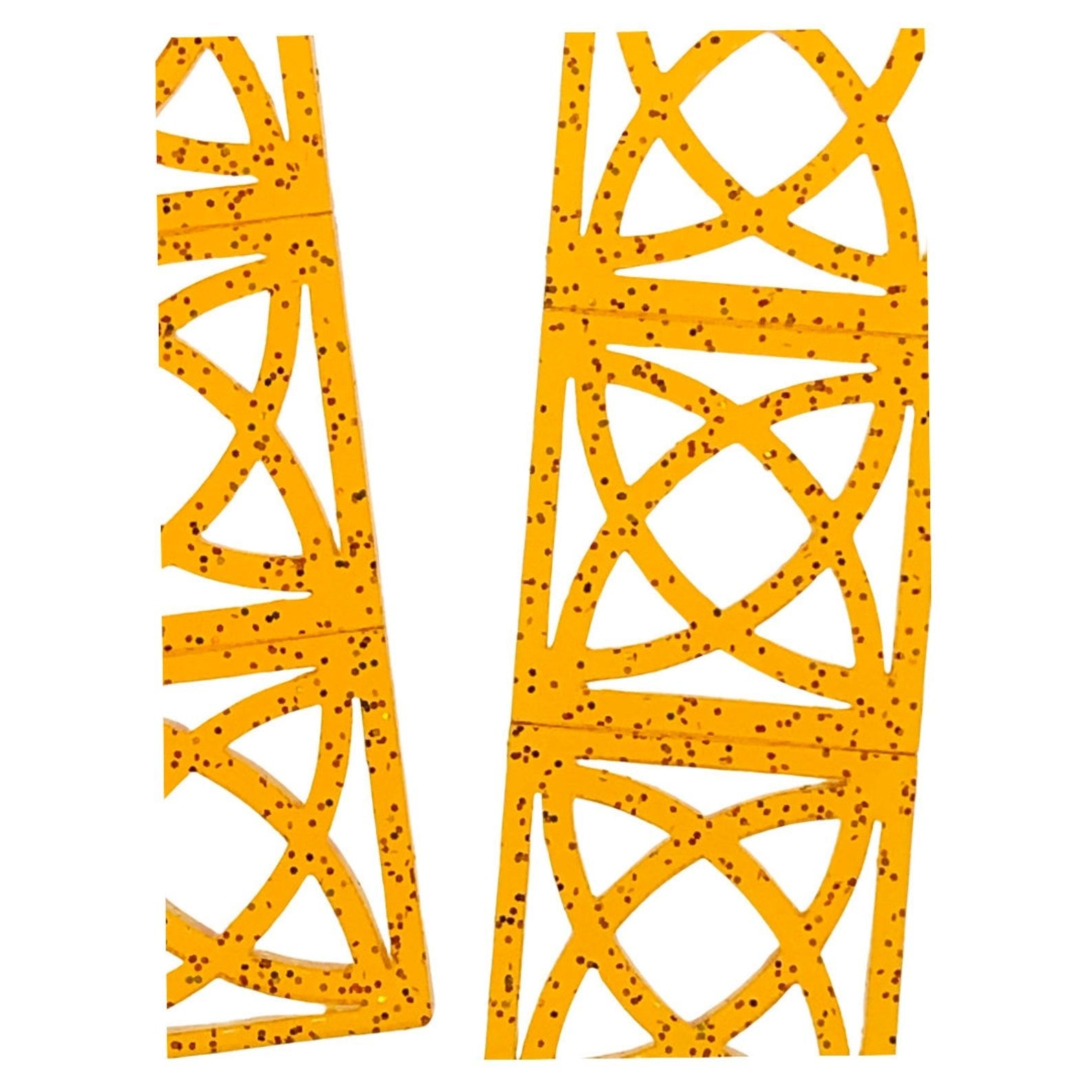 Acrylic Breeze Block Earrings. Atomic style Screen Blocks. Specialty Orange Glitter Acrylic. MCM Style Earrings. 1950s Atomic. - Rockabilly Australia Pty Ltd