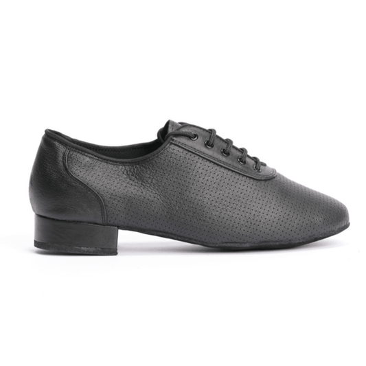 Gentlemen's, Black, Perforated, Nubuck Leather, Lace Up, Suede Sole, Standard Ballroom Dance Shoe - (7790) - Rockabilly Australia Pty Ltd