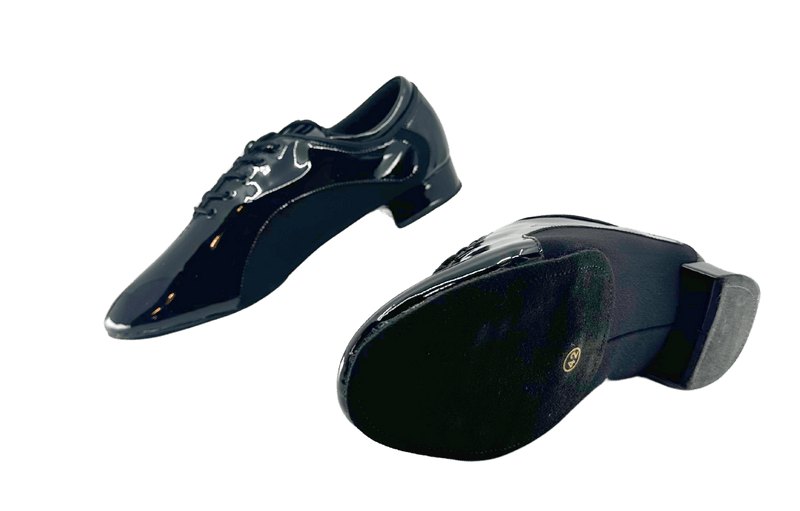 Gentlemen's, Classic, BlackPatent Leather, Lace Up, Split - sole, High Performance, Standard, Dance Shoe - (20M105) - Rockabilly Australia Pty Ltd