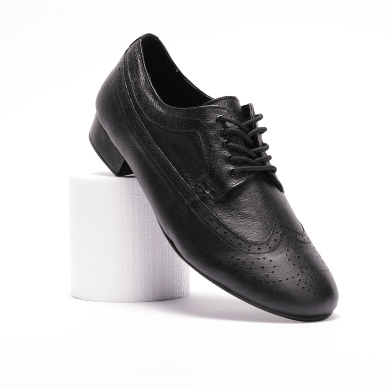 Gentlemen's, Classic, Wingtip, 1950's inspired Brogue, Black Leather Dance Shoe - (7816B) - Rockabilly Australia Pty Ltd