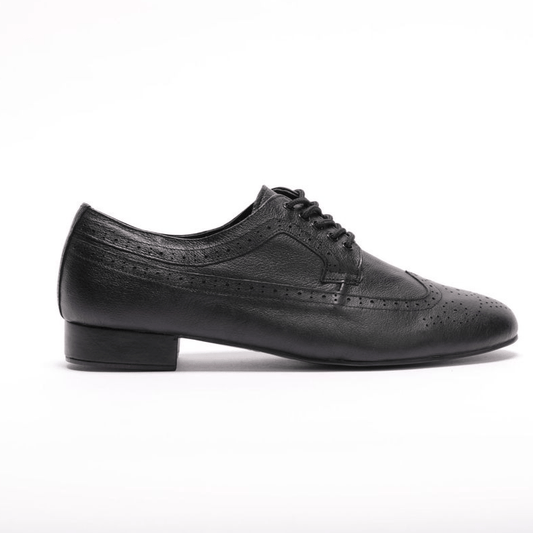 Gentlemen's, Classic, Wingtip, 1950's inspired Brogue, Black Leather Dance Shoe - (7816B) - Rockabilly Australia Pty Ltd