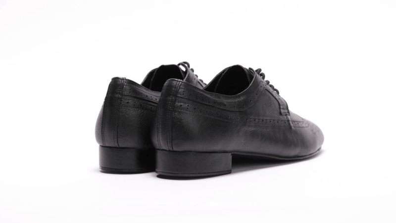 Gentlemen's, Classic, Wingtip, 1950's inspired Brogue, Black Leather Dance Shoe - (7816B) - Rockabilly Australia Pty Ltd