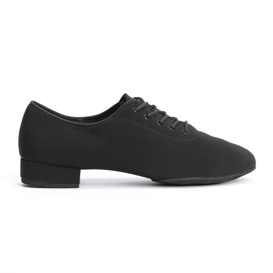 Gentlemen's, Oxford, Black, Stretchy Canvas, Split Suede - sole, Lace up Dance Shoe - (7791B) - Rockabilly Australia Pty Ltd