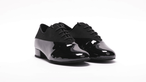 Gentlemen's, Unique, Black Patent Leather and Suede, Standard Ballroom, Dance Shoe - (7814) - Rockabilly Australia Pty Ltd
