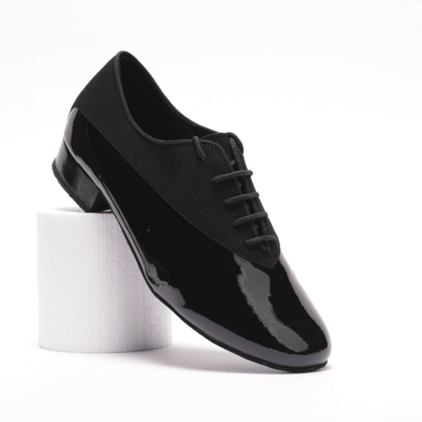 Gentlemen's, Unique, Black Patent Leather and Suede, Standard Ballroom, Dance Shoe - (7814) - Rockabilly Australia Pty Ltd