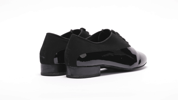 Gentlemen's, Unique, Black Patent Leather and Suede, Standard Ballroom, Dance Shoe - (7814) - Rockabilly Australia Pty Ltd