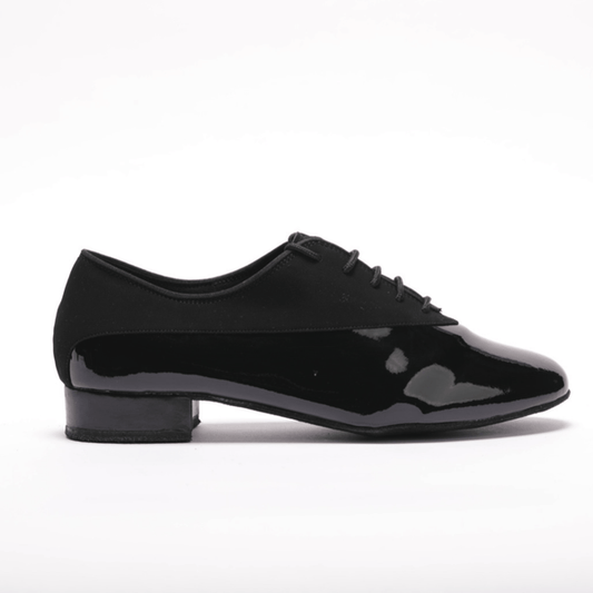 Gentlemen's, Unique, Black Patent Leather and Suede, Standard Ballroom, Dance Shoe - (7814) - Rockabilly Australia Pty Ltd