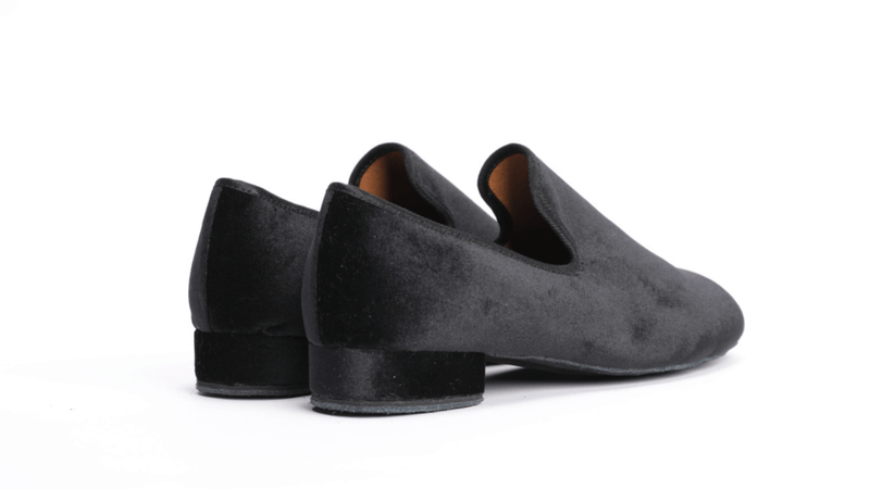 Gentlemen's, Vintage Inspired, Jet Black Velvet Loafer Dance Shoe - (7795) - Rockabilly Australia Pty Ltd