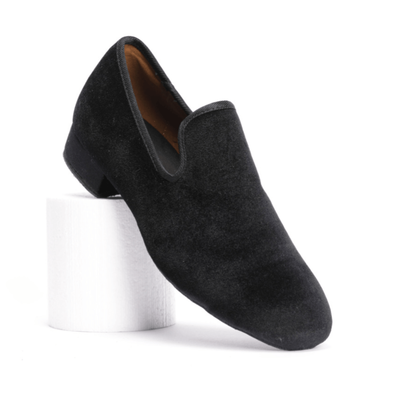 Gentlemen's, Vintage Inspired, Jet Black Velvet Loafer Dance Shoe - (7795) - Rockabilly Australia Pty Ltd