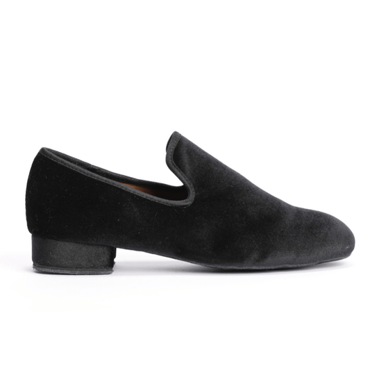 Gentlemen's, Vintage Inspired, Jet Black Velvet Loafer Dance Shoe - (7795) - Rockabilly Australia Pty Ltd