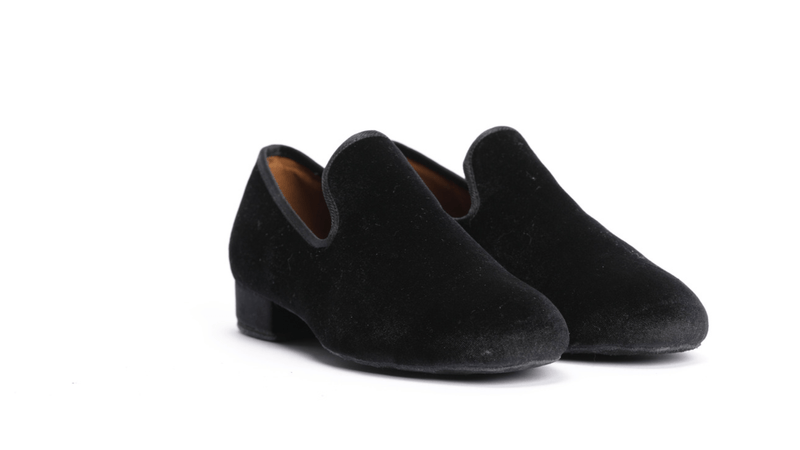 Gentlemen's, Vintage Inspired, Jet Black Velvet Loafer Dance Shoe - (7795) - Rockabilly Australia Pty Ltd
