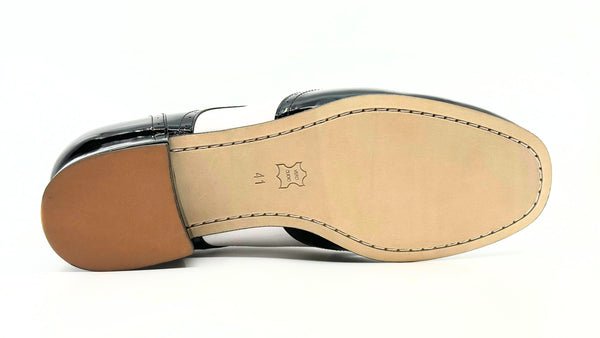 Gentlemen'sClassic, Brogue, 1950's - 1960's Inspired, Wingtip, Black and White Leather with Black Patent accents, Dance Shoes - (7811BW) - Rockabilly Australia Pty Ltd
