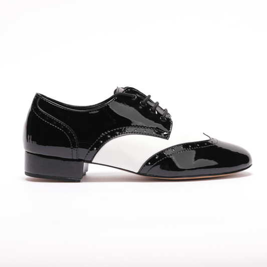 Gentlemen'sClassic, Brogue, 1950's - 1960's Inspired, Wingtip, Black and White Leather with Black Patent accents, Dance Shoes - (7811BW) - Rockabilly Australia Pty Ltd