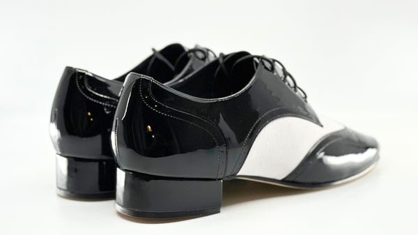 Gentlemen'sClassic, Brogue, 1950's - 1960's Inspired, Wingtip, Black and White Leather with Black Patent accents, Dance Shoes - (7811BW) - Rockabilly Australia Pty Ltd