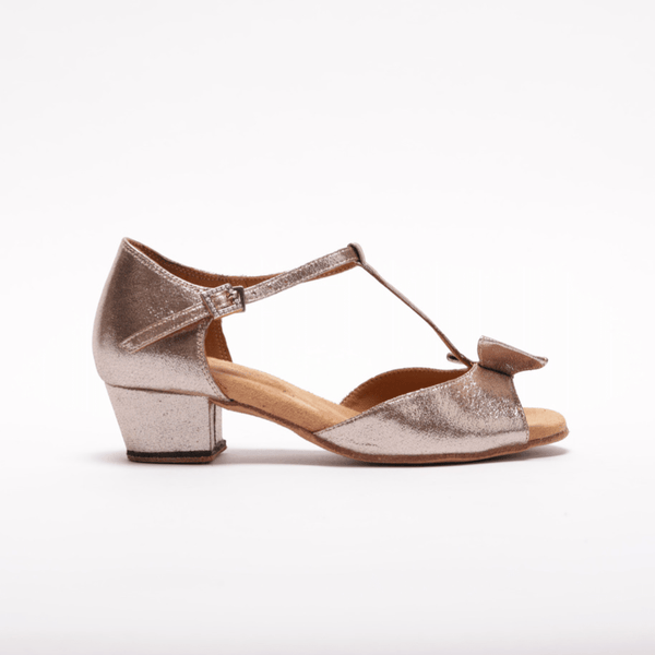 Girls and Ladies' Peep Toe, T - Bar, 1.5 inch Cuban Heel Dance Shoe with Unique Bow. (Available in sizes34 - 43) - (55556) - Rockabilly Australia Pty Ltd