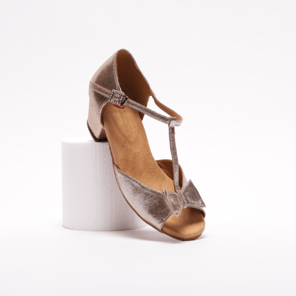 Girls and Ladies' Peep Toe, T - Bar, 1.5 inch Cuban Heel Dance Shoe with Unique Bow. (Available in sizes34 - 43) - (55556) - Rockabilly Australia Pty Ltd