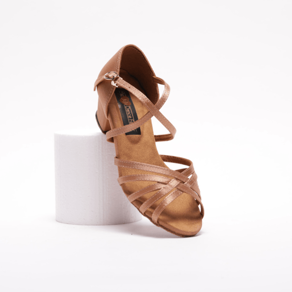 Girls/ladies 1.5 inch, Low Cuban Heel, Dance Shoe (Available in Tan Silk/Satin blend, sizes 30 - 43) - (5525) - Rockabilly Australia Pty Ltd