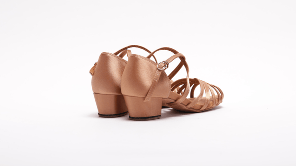 Girls/ladies 1.5 inch, Low Cuban Heel, Dance Shoe (Available in Tan Silk/Satin blend, sizes 30 - 43) - (5525) - Rockabilly Australia Pty Ltd