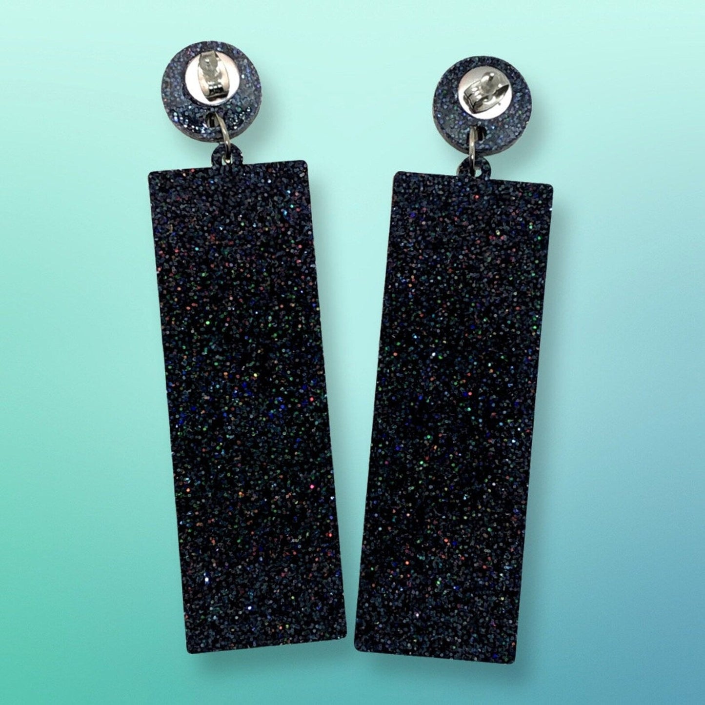Glow in the dark Atomic Breeze Block Acrylic Earrings - Black - Rockabilly Australia Pty Ltd
