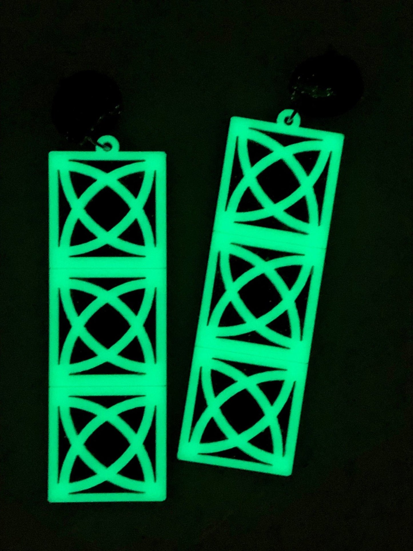 Glow in the dark Atomic Breeze Block Acrylic Earrings - Orange - Rockabilly Australia Pty Ltd
