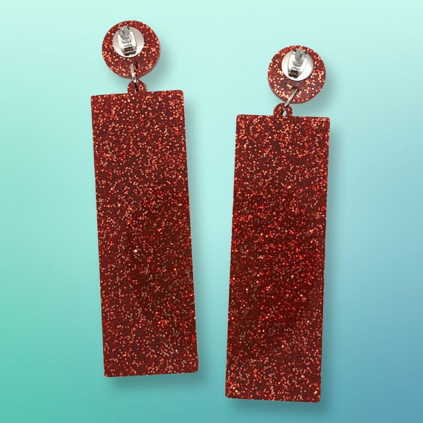 Glow in the dark Atomic Breeze Block Acrylic Earrings - Orange - Rockabilly Australia Pty Ltd