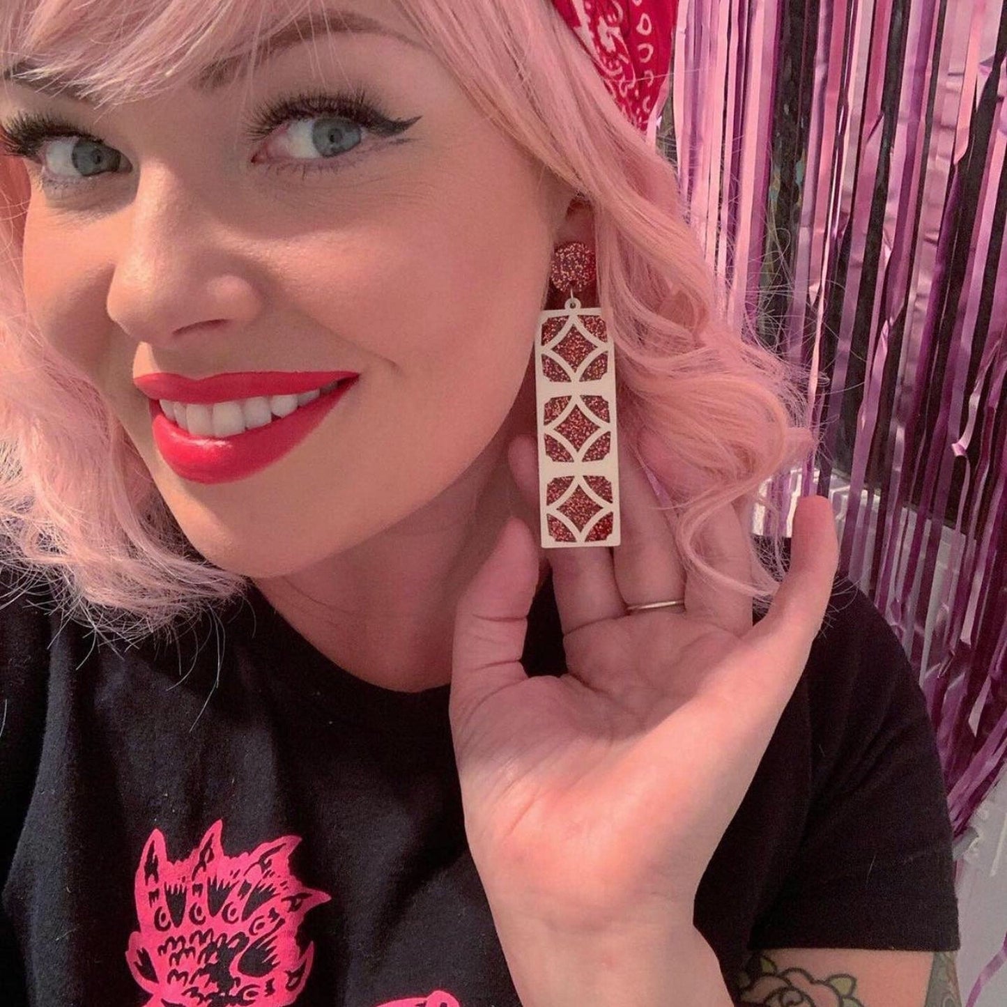 Glow in the Dark Breeze Block Acrylic Earrings - Empress Style - Rockabilly Australia Pty Ltd