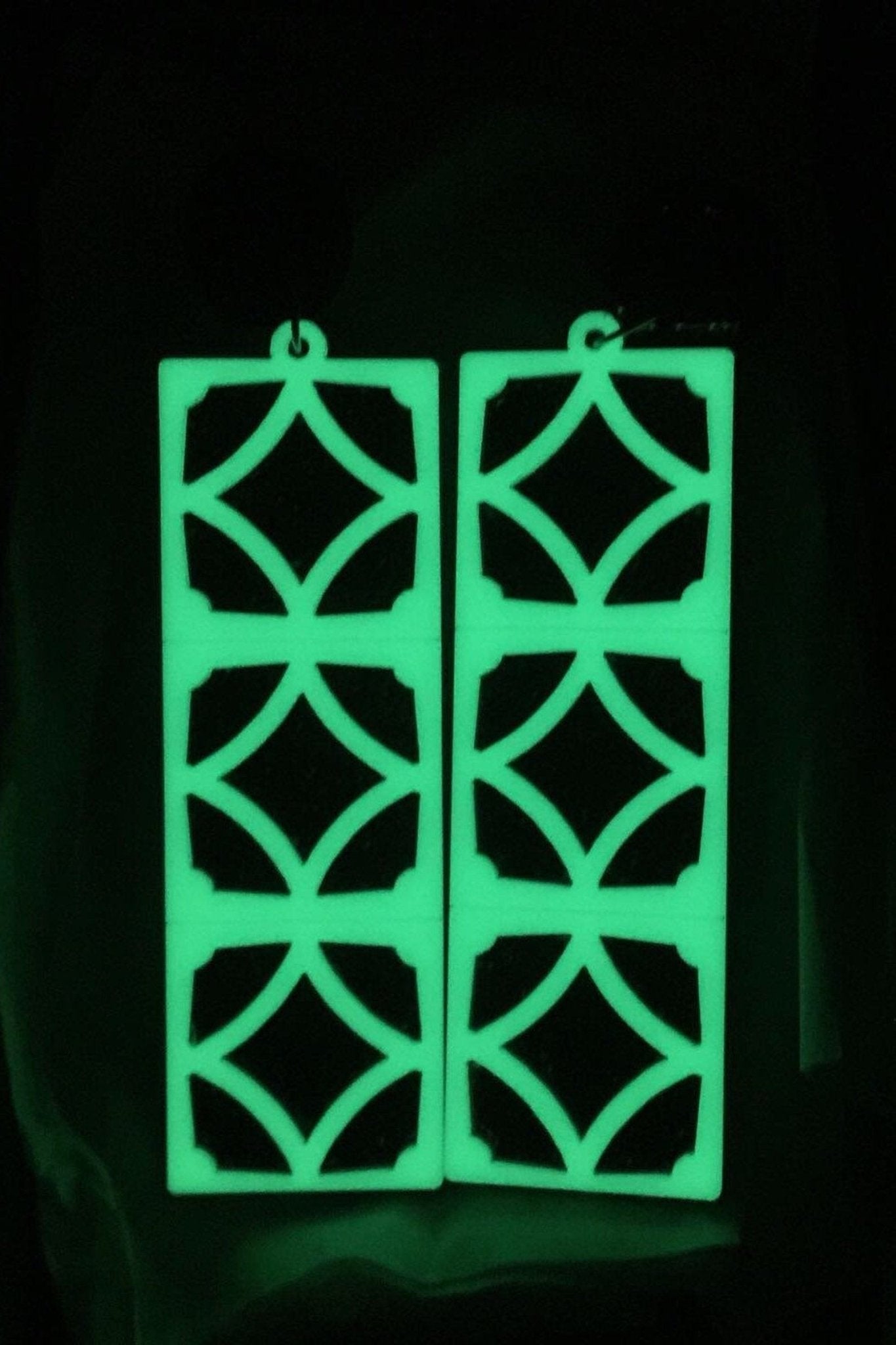 Glow in the Dark Breeze Block Acrylic Earrings - Empress Style - Rockabilly Australia Pty Ltd