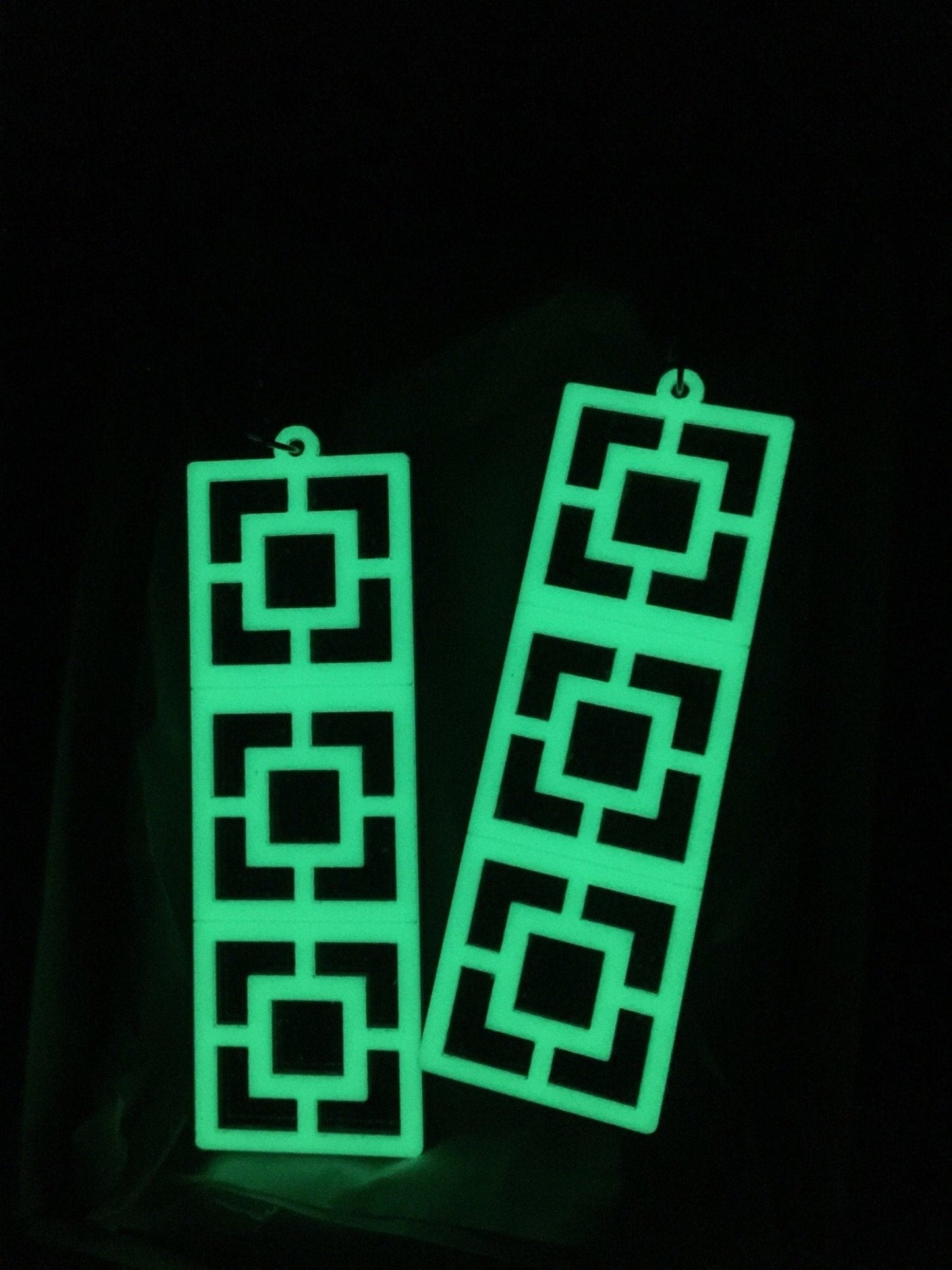 Glow in the Dark Breeze Blocks Acrylic Earrings - Vista - Vue - Rockabilly Australia Pty Ltd
