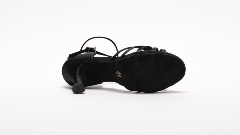 Ladies, 5 Strap Vamp, 3 inch, High Performance Latin Dance Shoe. ( Available in Black and Tan Satin) - (S27AB) - Rockabilly Australia Pty Ltd