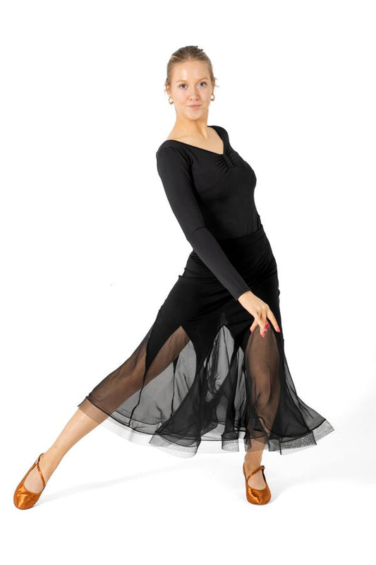 Ladies Black Premium Ballroom Practice Dance Skirt - (OLIVIA) - Rockabilly Australia Pty Ltd
