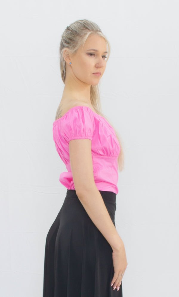 Ladies Peasant Top in Pink - (PTP) - Rockabilly Australia Pty Ltd