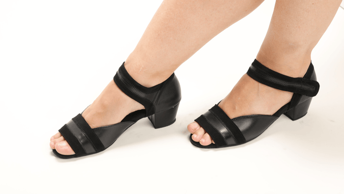 Ladies, Peep Toe, 1.5 Inch Cuban Heel, Velcro Ankle Strap, Dance Shoe in Soft Nubuck Leather - (2018AB) - Rockabilly Australia Pty Ltd