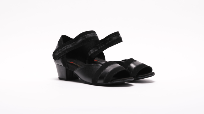 Ladies, Peep Toe, 1.5 Inch Cuban Heel, Velcro Ankle Strap, Dance Shoe in Soft Nubuck Leather - (2018AB) - Rockabilly Australia Pty Ltd
