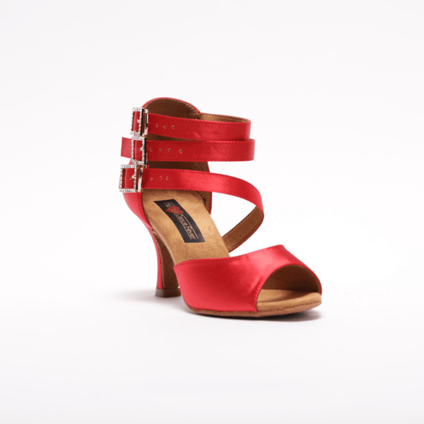 Ladies, Peep Toe, 3 Inch Flared Heel, Unique 3 Ankle Strap Dance Shoe - (S248) - Rockabilly Australia Pty Ltd