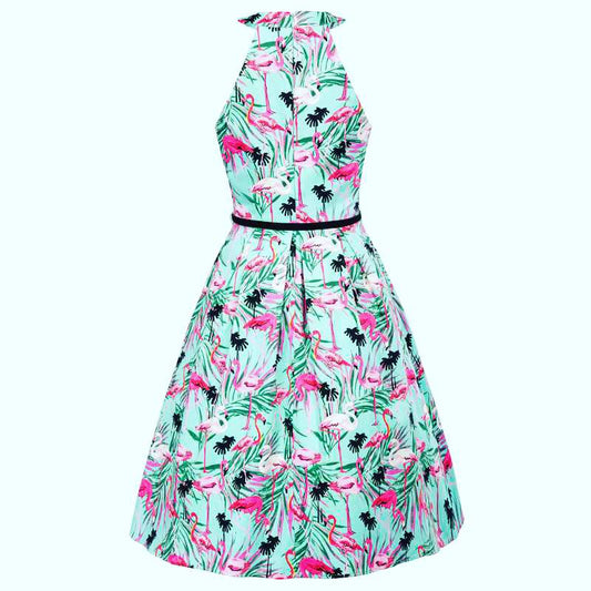 Ladies Retro Dress in Flamingo Print - (BP4602) - Rockabilly Australia Pty Ltd