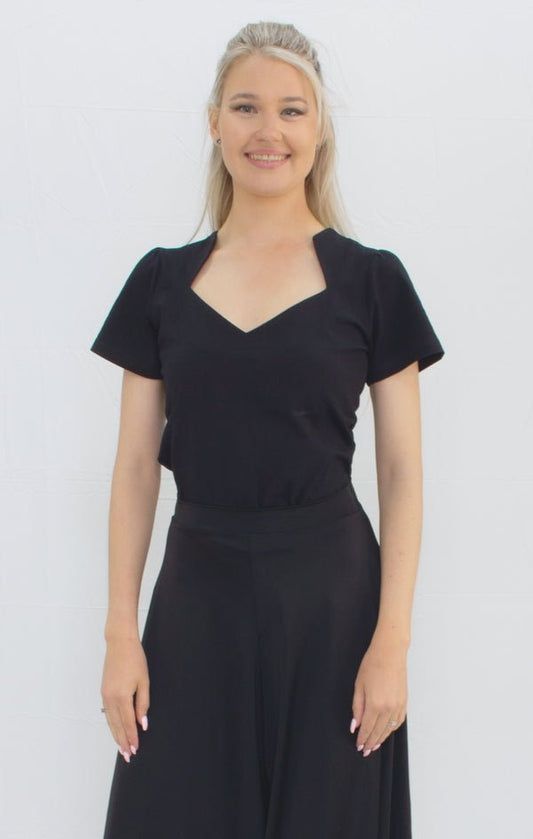 Ladies Rockabilly Top in Black - (TP204B) - Rockabilly Australia Pty Ltd