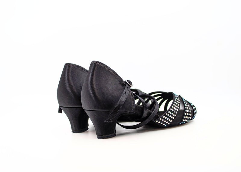 Ladies, Unique Vamp, Peep Toe, 1.5 Inch Junior Heel, In Shimmer Gold With AB Rhinestones - (S211B) - Rockabilly Australia Pty Ltd