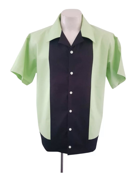 Men’s Lounge Shirt – Apple Green & Black - Rockabilly Australia Pty Ltd