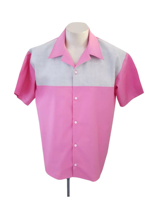 Men’s Quarter Panel Shirt – Pink & Grey - Rockabilly Australia Pty Ltd