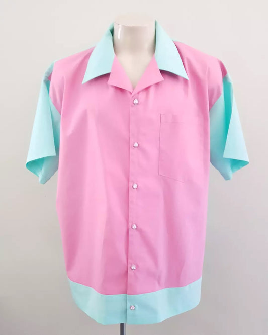 Men’s Rocco Lounge Shirt – Mint Green & Pink - Rockabilly Australia Pty Ltd