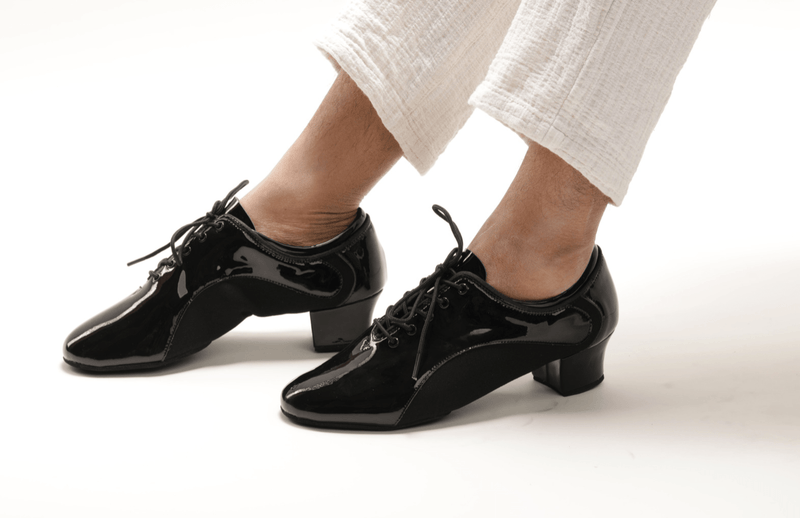 Men's, Unique, Patent Leather and Oxford, Stretch Canvas, 2 Inch Cuban Heel, Spilt - Sole, Latin Dance Shoe - (20M103) - Rockabilly Australia Pty Ltd
