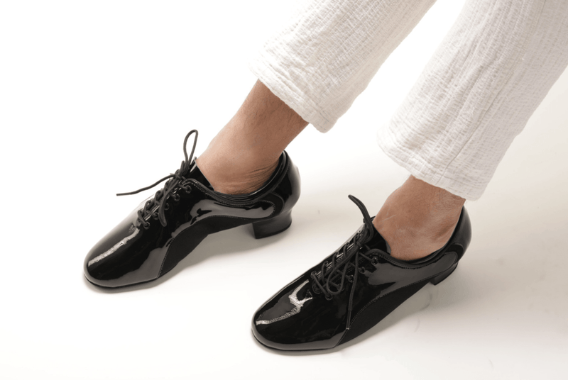 Men's, Unique, Patent Leather and Oxford, Stretch Canvas, 2 Inch Cuban Heel, Spilt - Sole, Latin Dance Shoe - (20M103) - Rockabilly Australia Pty Ltd