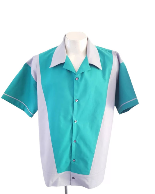 Men’s Vincenzo Blue Green and Grey Lounge Shirt - Rockabilly Australia Pty Ltd