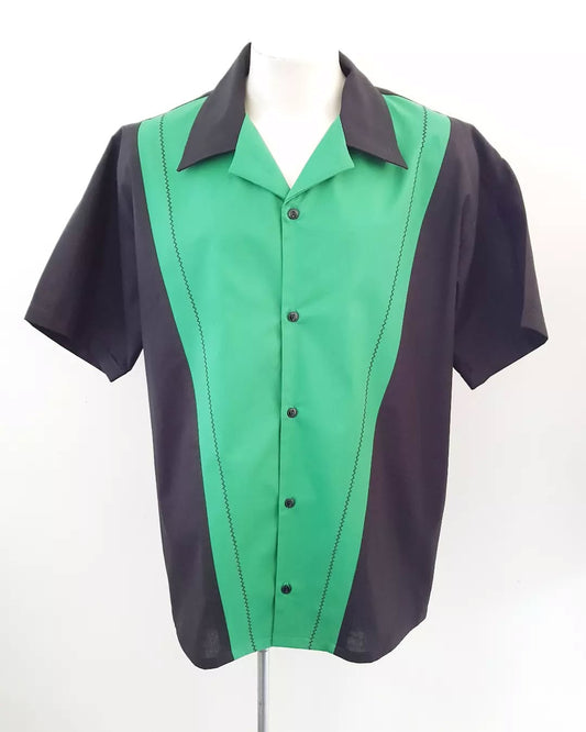 Men’s Vincenzo Lounge Shirt – Black & Green - Rockabilly Australia Pty Ltd