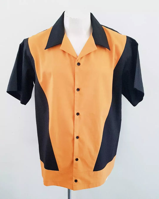 Men’s Vincenzo Lounge Shirt – Black & Mustard - Rockabilly Australia Pty Ltd