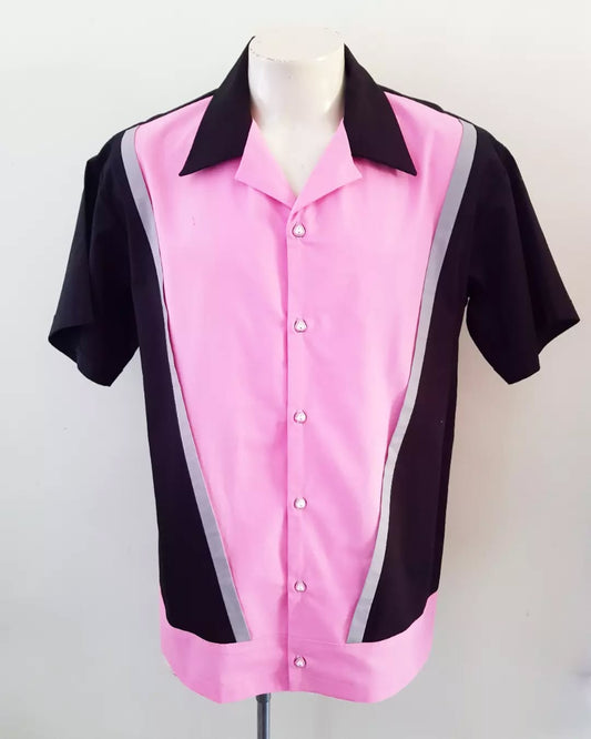 Men’s Vincenzo Lounge Shirt – Black & Pink - Rockabilly Australia Pty Ltd